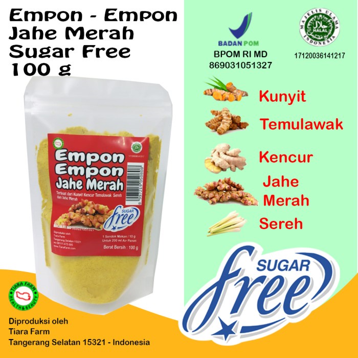 

201nhgg Empon - Empon Jahe Merah Sugar Free 100 G (Tanpa Gula) Tiara Farm Ds201Fs