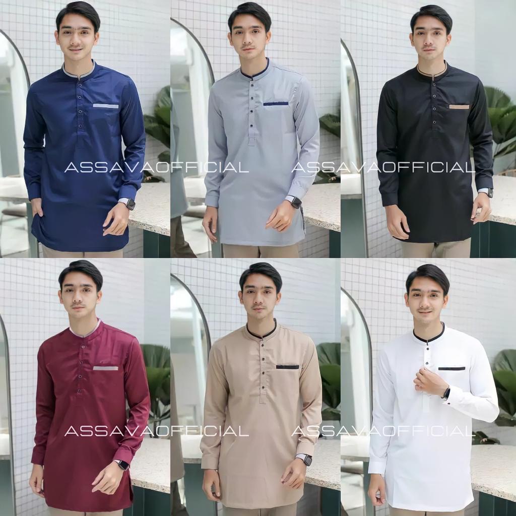 Baju Koko Pria Kurta Dewasa - Baju Koko Kurta Dewasa Lengan panjang Material Catton Adem Serap Keringat - Baju Koko Pria Muslim Lengan Panjang Gus Azmi Syubbanul Muslimin Kombinasi Hadroh