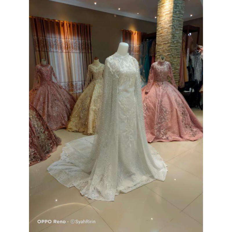 PRELOVED Gaun AKAD / GAUN WEDDING mewah / GAUN WEDDING SLIM / GAUN WEDDING EKOR