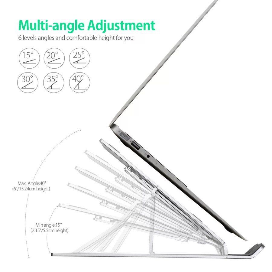 Docooler Laptop Stand Lipat Aluminium Foldable Adjustable