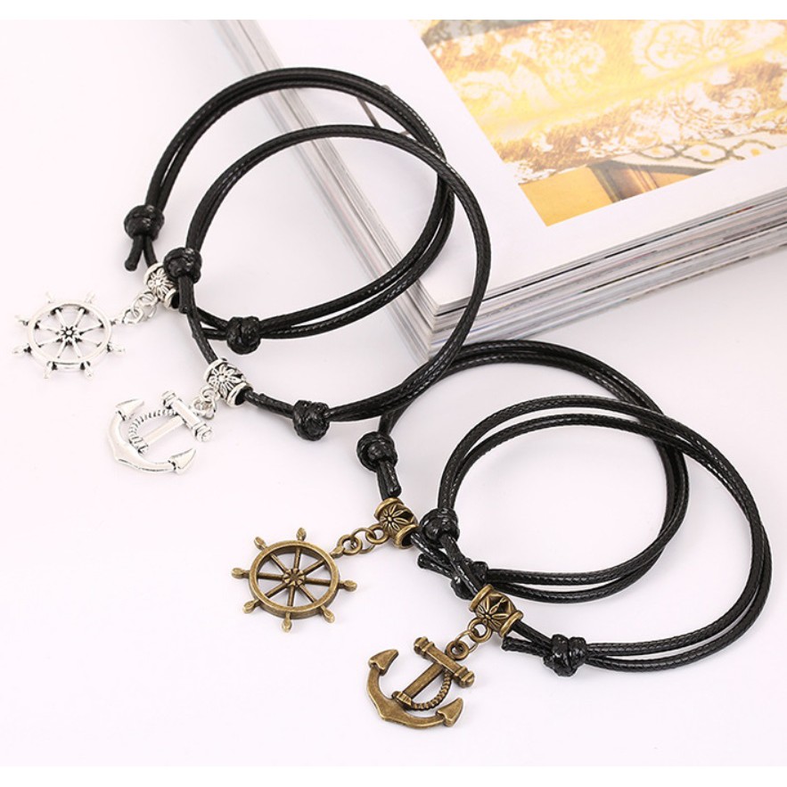 1Set Gelang Couple Tali Kulit Impor Gembok Kunci Love Daisy Gaya Punk HipHop Korea Fashion ANTI AIR