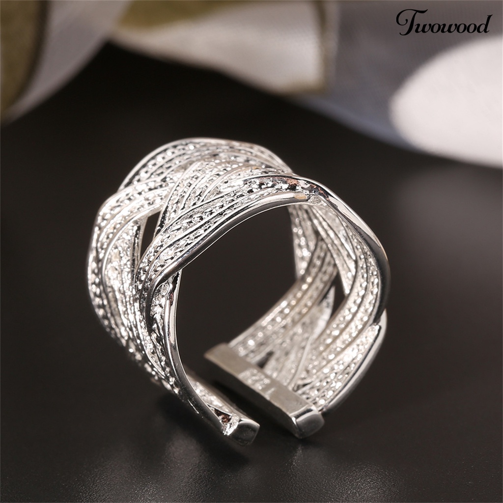 Cincin Model Terbuka Bahan 925 Silver Plated Gaya Etnik Untuk Wanita