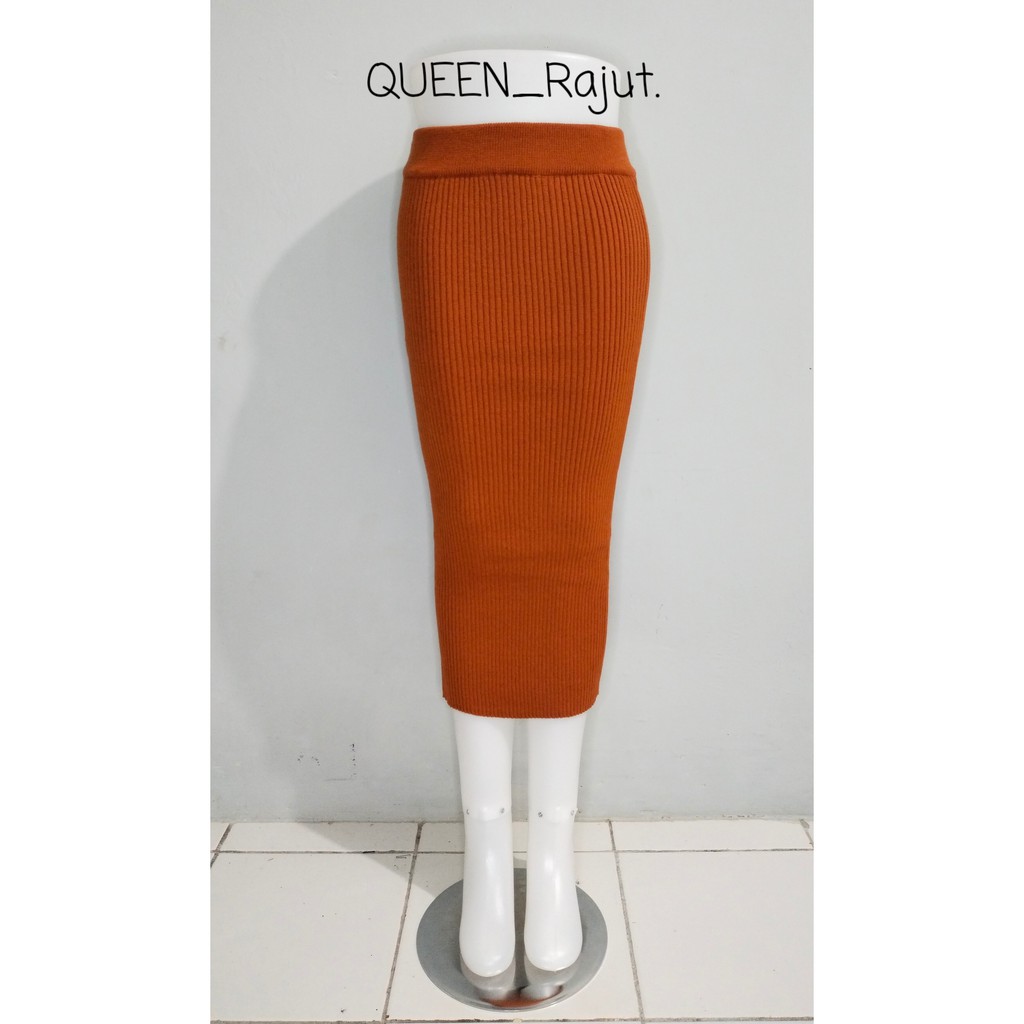 ROK SPAN RAJUT/ROK SPAN KNITTED/ROK PANJANG DAN ROK 7/8 PREMIUM-CORAL