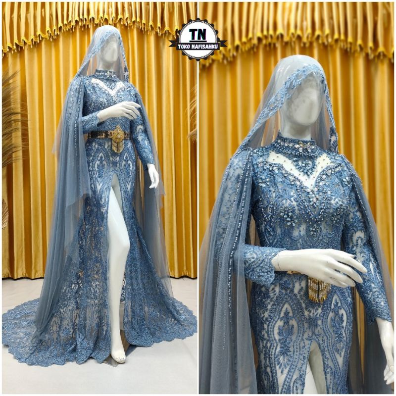baju akad belah | dress gaun pengantin belah akad resepsi pernikahan muslim modern | toko nafisahku