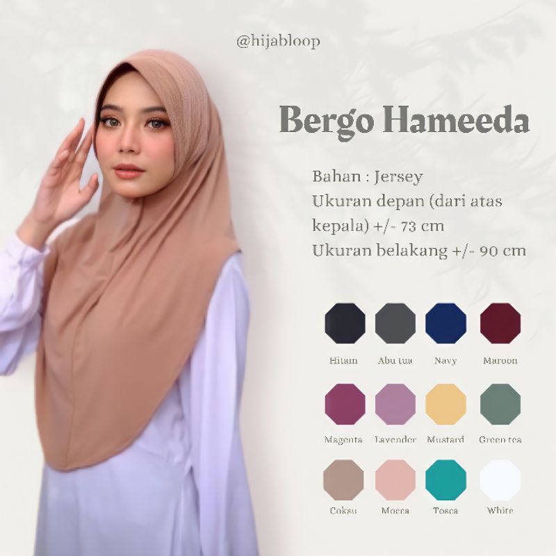 BERGO HAMEEDA/HIJAB INSTAN JERSEY|HIJAB SPORT/KHIMAR JERSEY