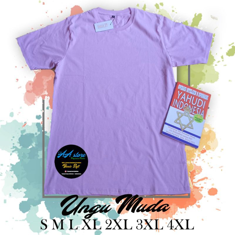 KAOS POLOS COTTON COMBED 30s PRIA WANITA 'UNGU MUDA'