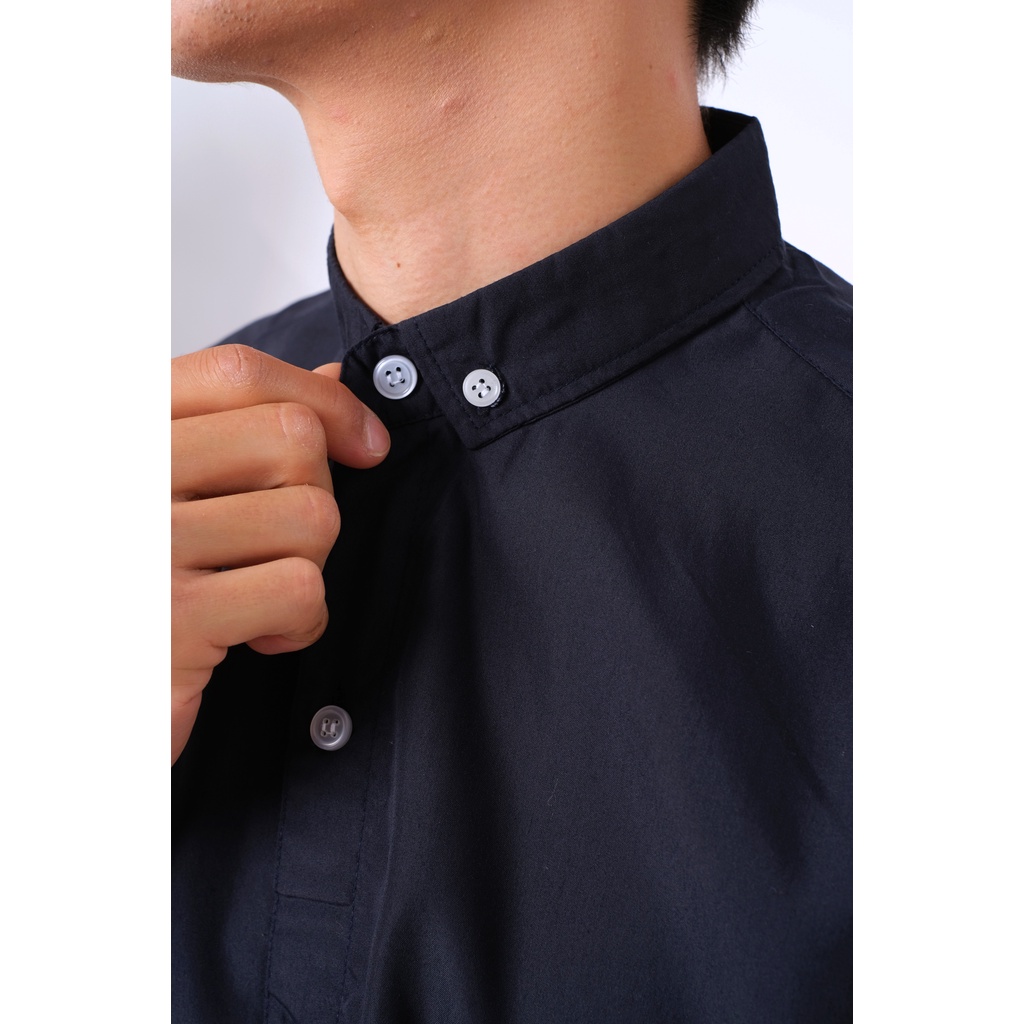 SANVANINA Kemeja Basic Navy Polos | Kemeja Pria Slimfit | Kemeja Pendek | Kemeja Formal Navy E-1464C