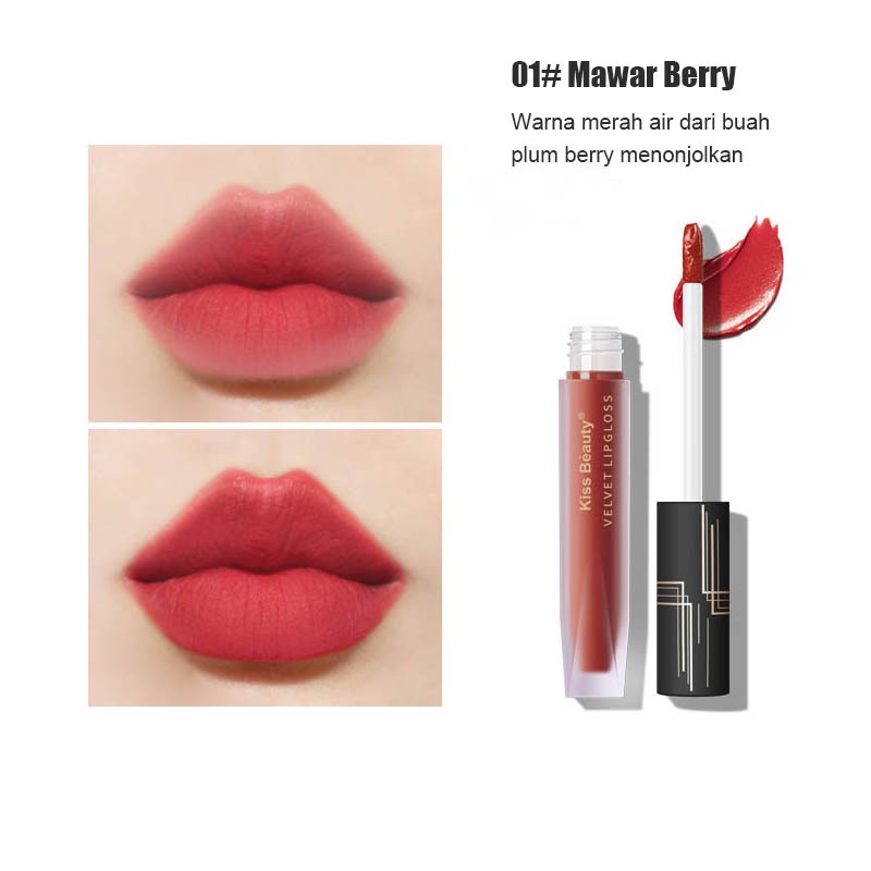 Kiss Beauty Velvet Matte Lipstik Hydrating Moisturizing Waterproof Liptint Long Lasting Lip Glaze