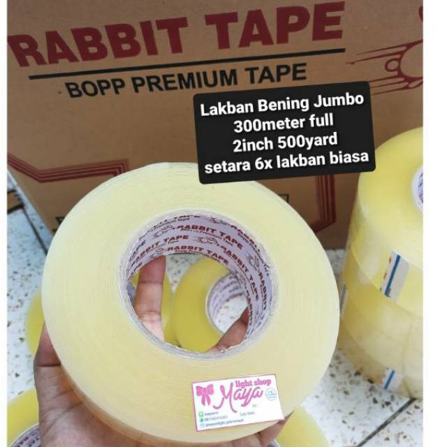 

Lakban solasi Bening Jumbo 2inch 500yard 300meter solasi lem packing paket termurah daimaru rabbit tape packing