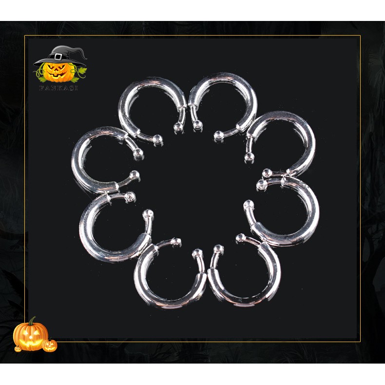 BDPC 8 pcs fake body clip piercing earing anting tindik hidung mulut klip palsu