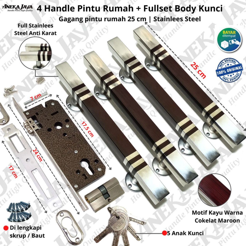 Kunci pintu rumah Handle pintu rumah panjang 25 cm | Gagang pintu rumah depan | Tarikan pintu rumah