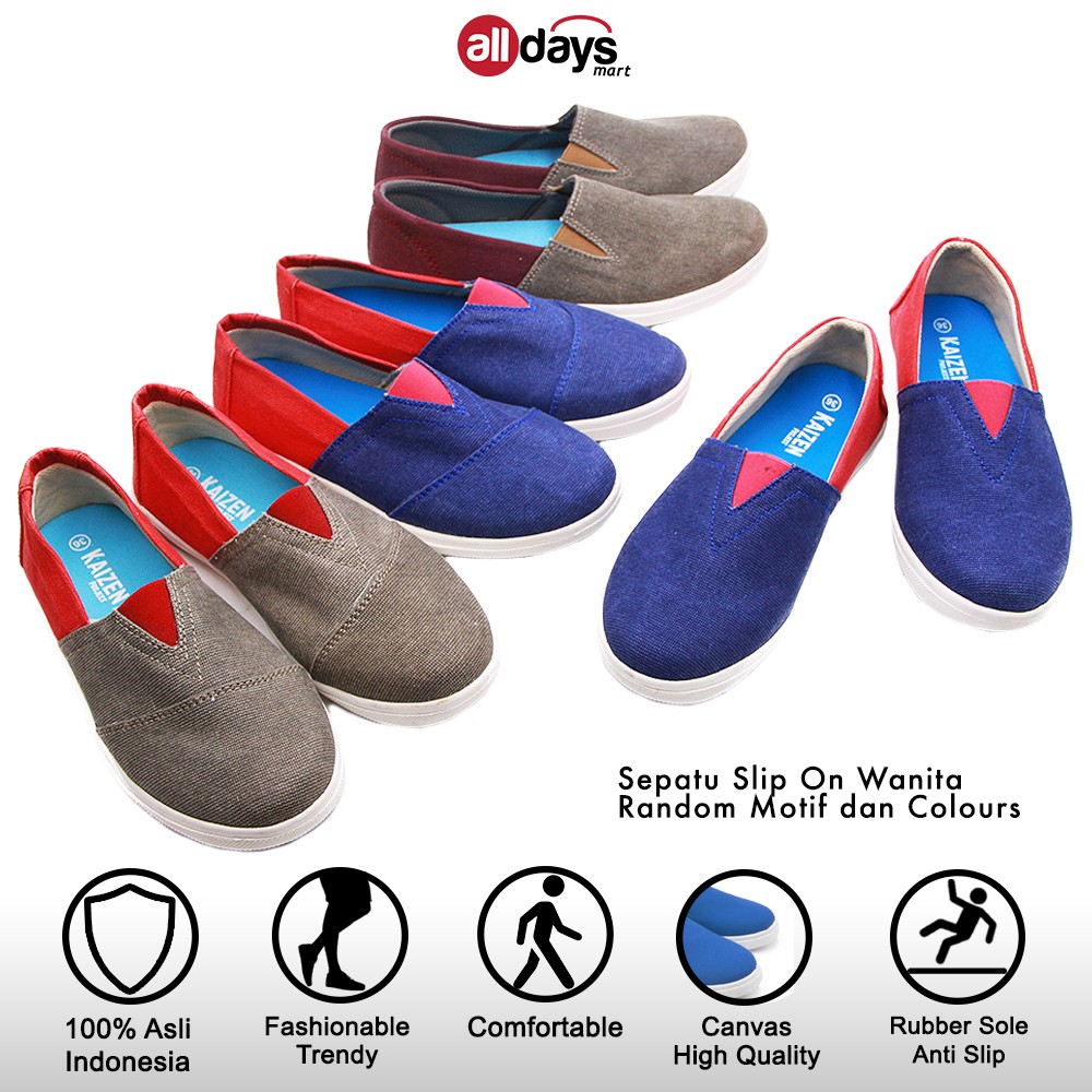 Alldays Mart 03 - Kaizen Sepatu Slip On Wanita Random Motif dan Warna Size 36-40