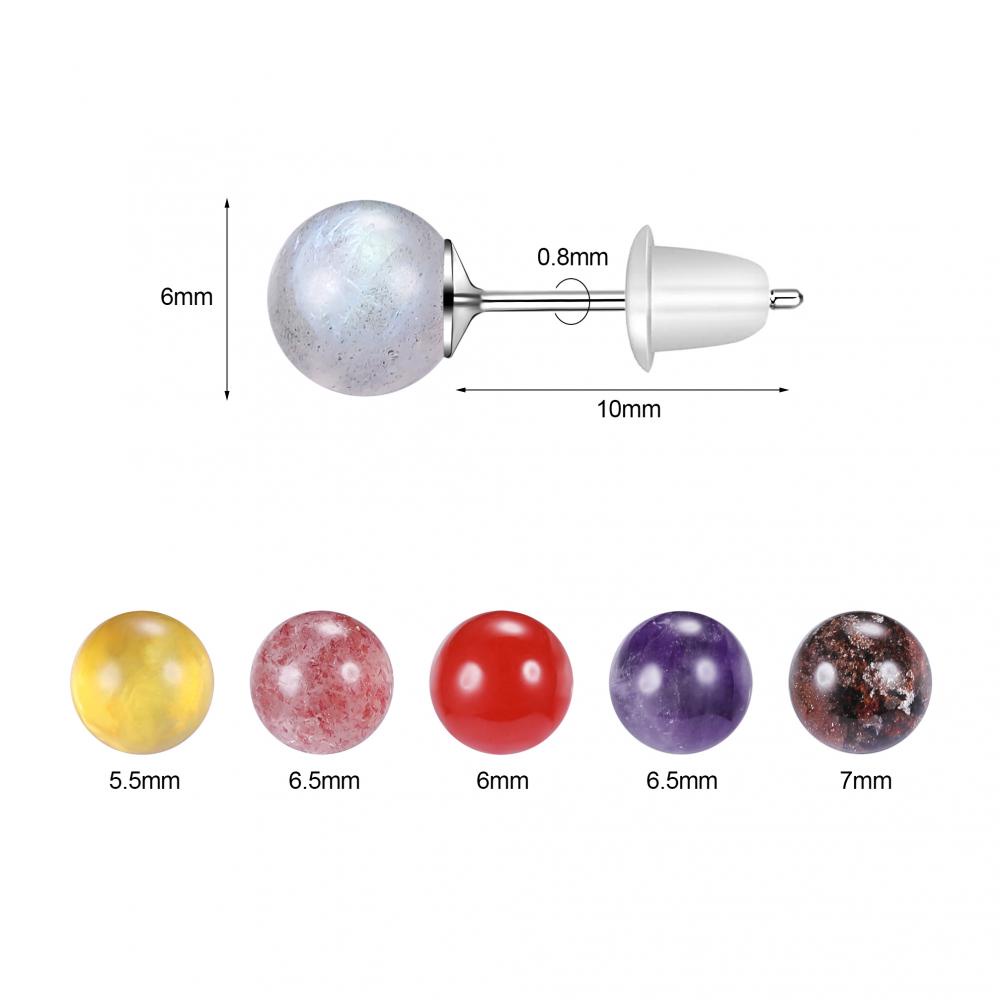 2-24pcs / lot Anting Stud 925 Silver Bentuk Bola Bulat Aksen Mutiara Agate 20G