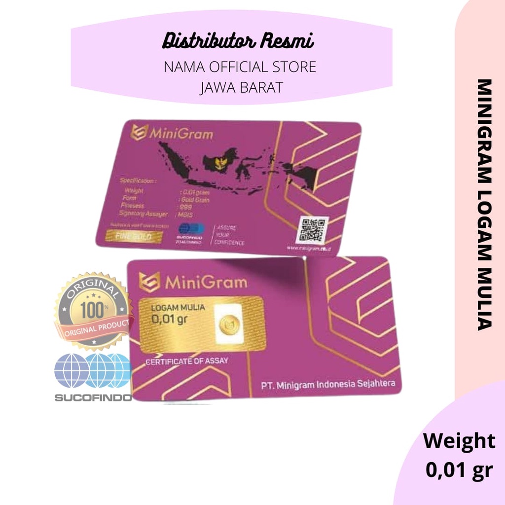 MINIGRAM 0.01 GRAM Logam Mulia Emas Mini