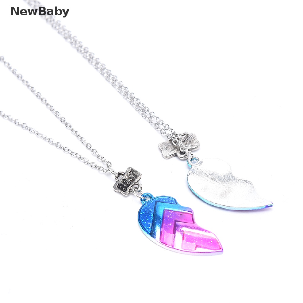 Newbaby 2pcs Kalung Rantai Liontin Hati Motif Huruf Best Friend Untuk Pasanganpriawanita