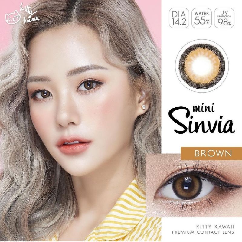 SOFTLENS MINI SINVIA KITTY KAWAII GRAY BROWN NORMAL MINUS