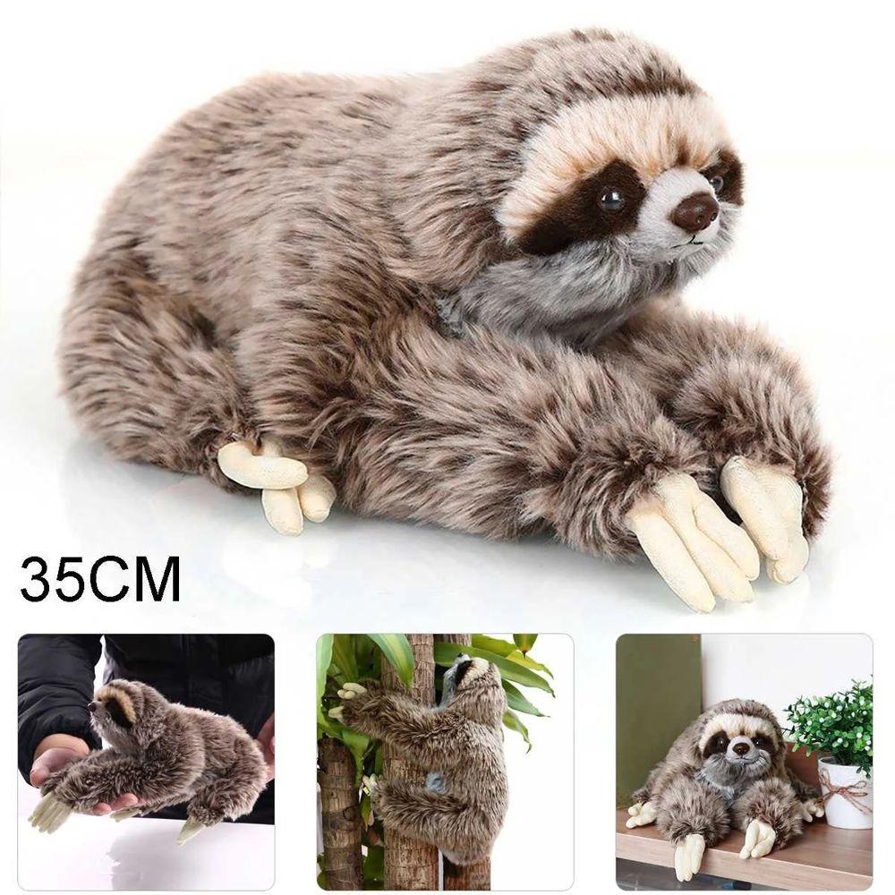 Mxbeauty Sloth Mainan Mewah Ulang Tahun Manusia Hidup Berbaring Hewan Plush 35cm Tiga Jari Jari Kehidupan Nyata Lembut Mewah Sloth