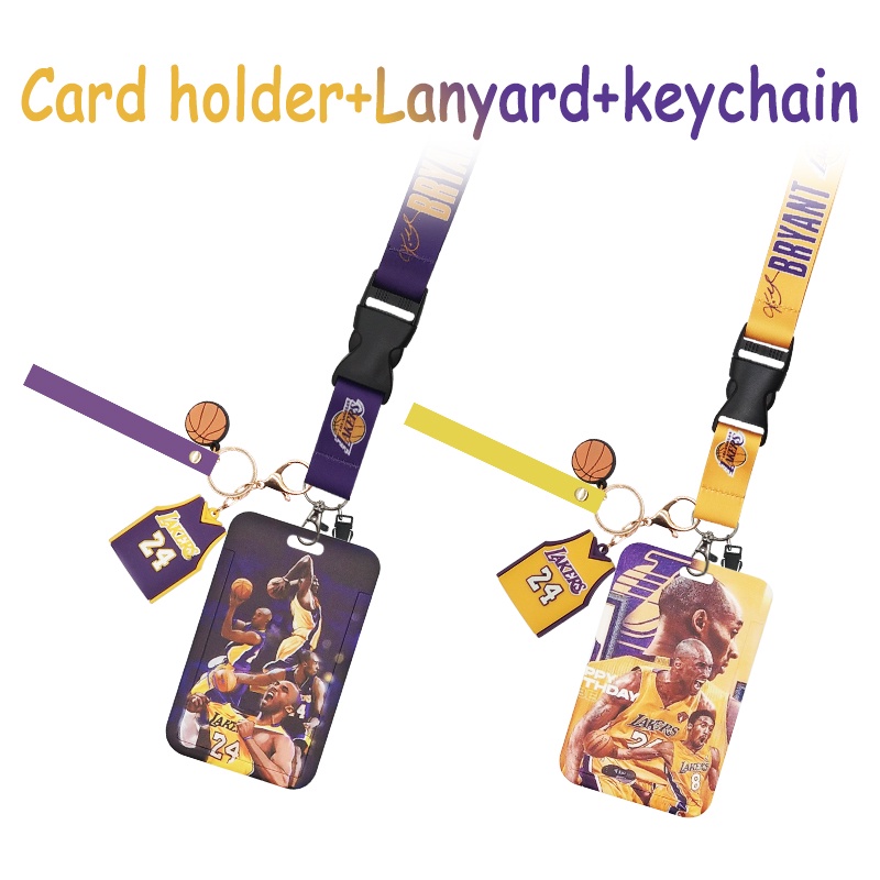 3 In 1 Tali Lanyard Leher Motif Bintang NBA Kobe Holder Kartu Kredit / Gantungan Kunci Anti Jatuh