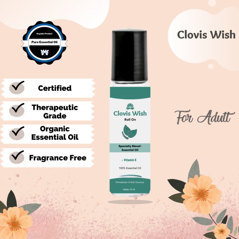 Clovis Wish Roll On Oil Minyak Oles Essential Oil Dewasa Imun Herbal Pegal Asam Lambung