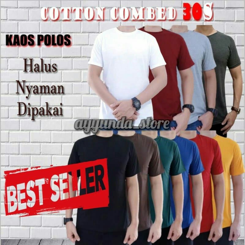 Kaos Polos Lengan Pendek Bahan Cotton Combad premium 30s