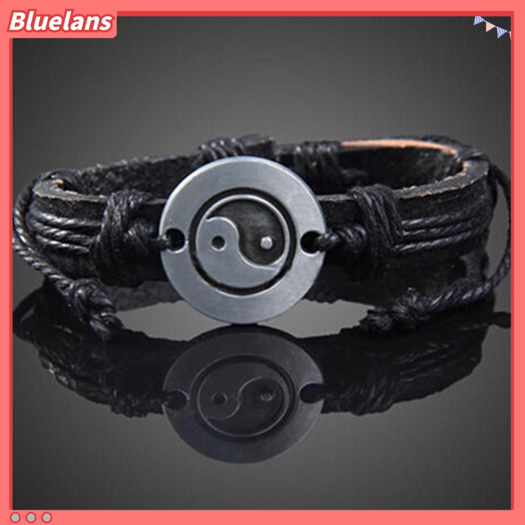 Bluelans Unisex Eight Diagram Faux Leather Rope Weave Charm Infinity Multilayer Bracelet