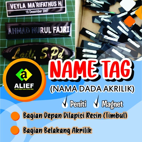 

NAME TAG (NAMA DADA AKRIL RESIN TIMBUL) /Papan Nama Akrilik-Custom Satuan-Proses Cepat