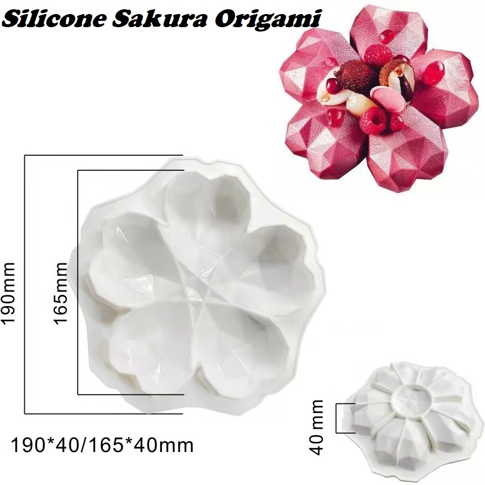 Loyang Silicone Cetakan Bolu Kue Puding Silikon Tahan Panas Sakura Origami