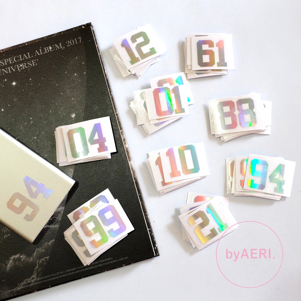 E X O Jersey Numbers HOLOGRAM STICKER (94, 61, 88, 04, dll) KPOP HOLOGRAM CUTTING STICKER