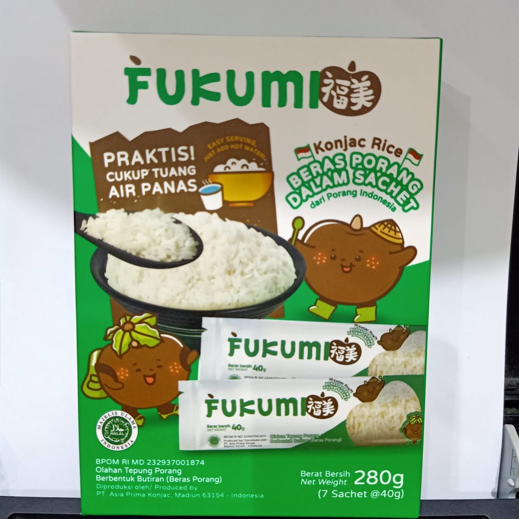 Jual Beras Porang Fukumi Original Box Sachet 7 X 40 G Beras Diet