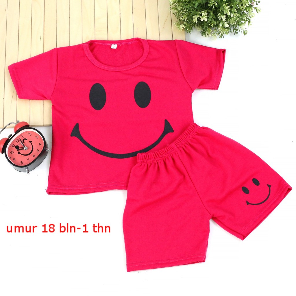 setelan smile kids 1 tahun 2 tahun 3 tahun / setelan oblong baju anak setelan baju anak perempuan