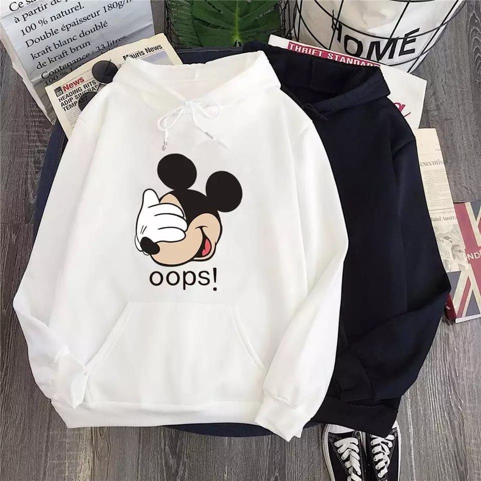 HOODIE WANITA OOPS MICKEY - ATASAN TEBAL LUCU TERLARIS