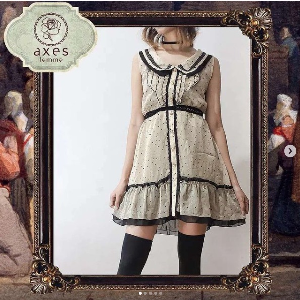 Axes Femme Polkadot Ruffle Chiffon Dress Jepang Gothic Nana Lolita Kawaii Korea Style Branded Alt co