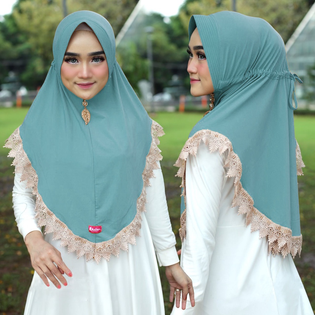 Jilbab Instan SERUT PRADA Renda Import Kerudung Instan Jersey Super Premium Pasar Hija'b