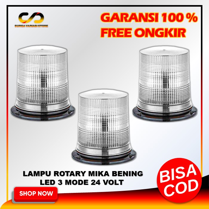 Lampu Variasi  Rotari Rotary Rotator Warning Light LED Universal  Blitz 3 Mode 24 V Volt Mika Bening