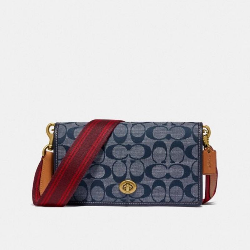 Coach Hayden Foldover Crossbody In Signature Chambray - ORIGINAL 100%