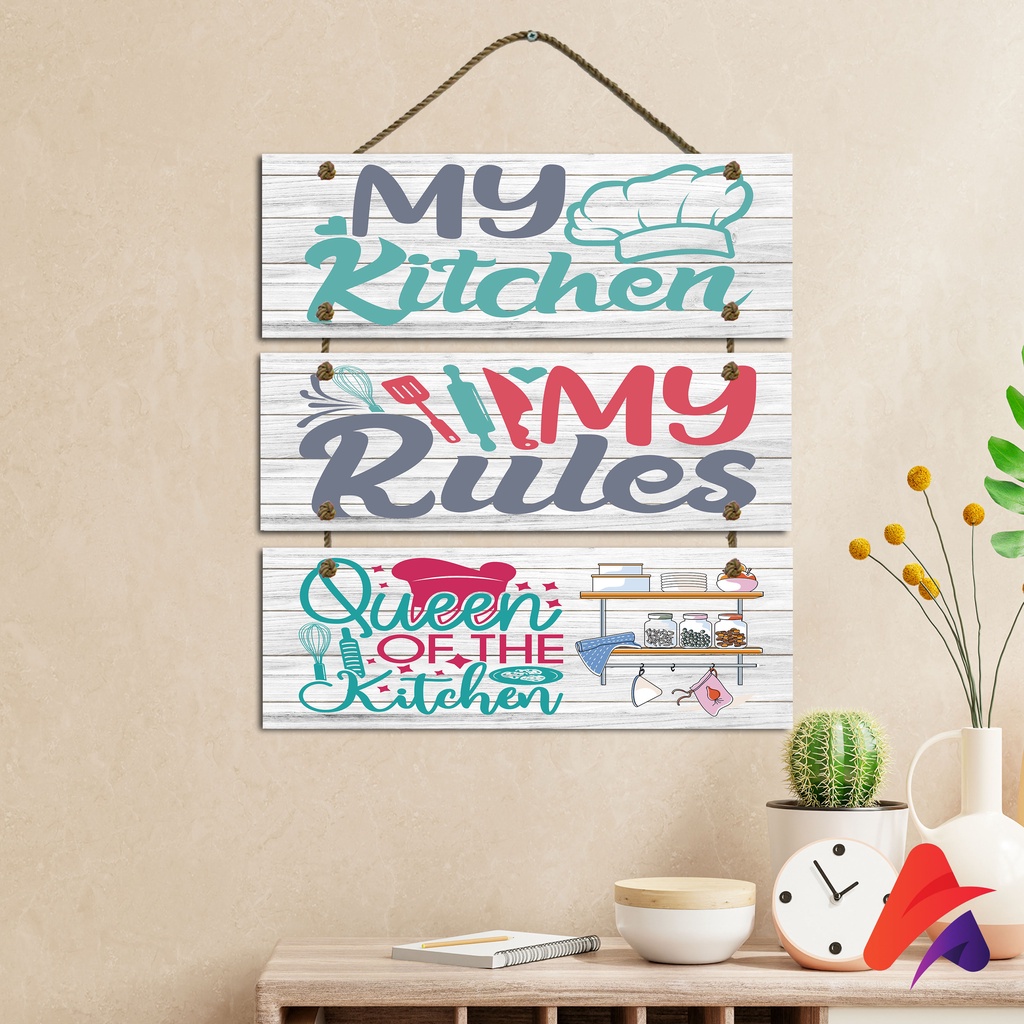 HIASAN DINDING DAPUR MY KITCHEN MY RULES SIGN GANTUNG WALLDECOR PAJANGAN POSTER HIASAN KAMAR DEKORASI KAYU