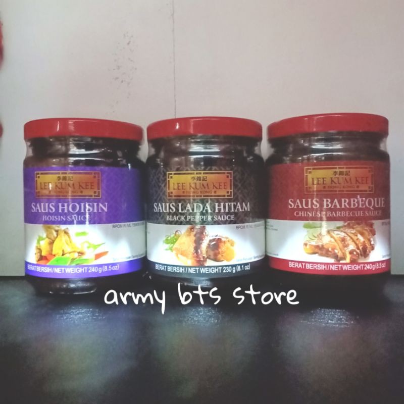 

aneka saus lee kum kee 240 gr , saus bbq carsiu, lada hitam,dan hoisin
