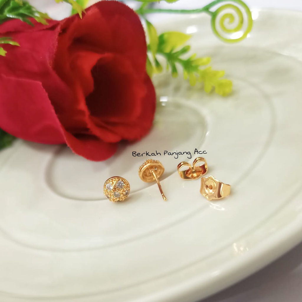 ANTING BOLA PERMATA ZIRCON ANTI KARAT DESAIN CASUAL