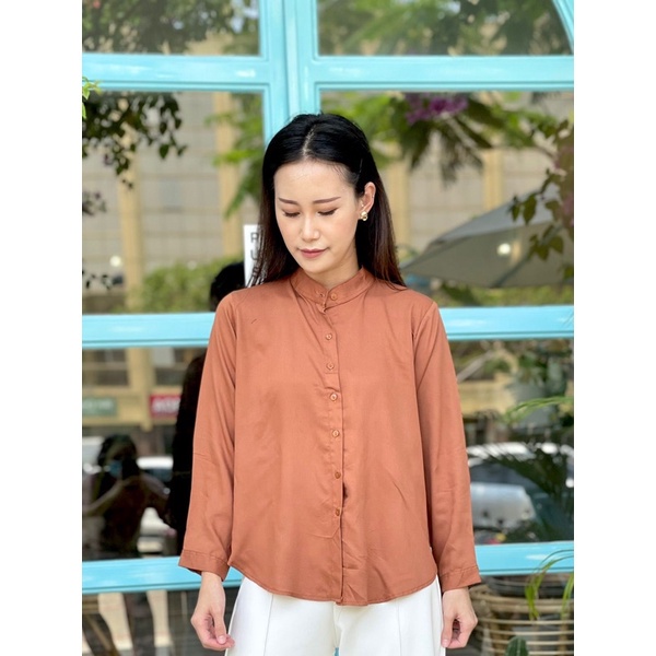 Kemeja Wanita Blouse Adem - Atasan Wanita Lengan Panjang 2282-Teraccota