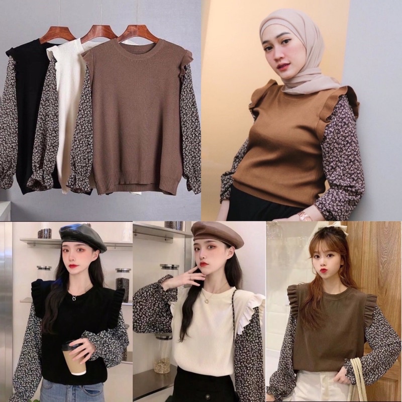 ATASAN BLOUSE ENVY KNIT IMPORT MT0379