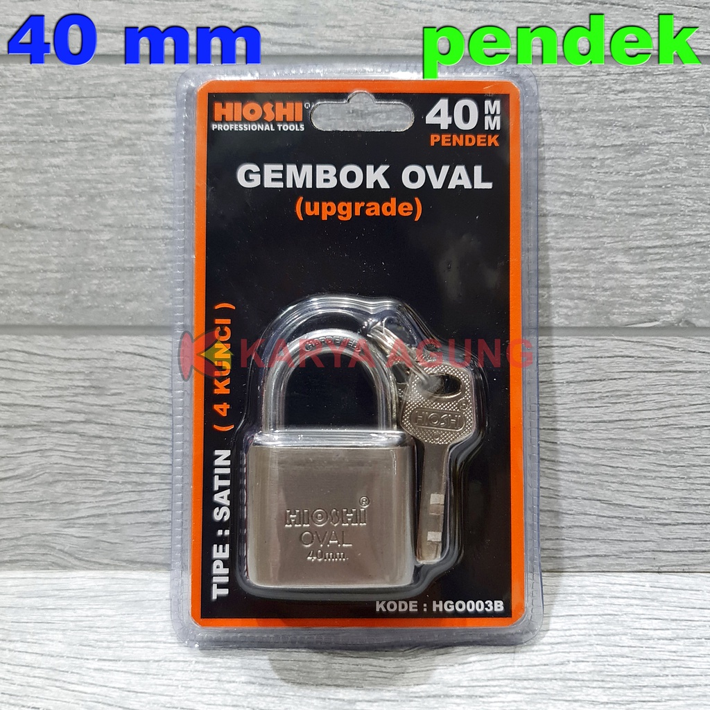 Gembok Oval Leher Pendek HIOSHI 40mm Satin / Gembok Rumah Pintu Rantai Pagar