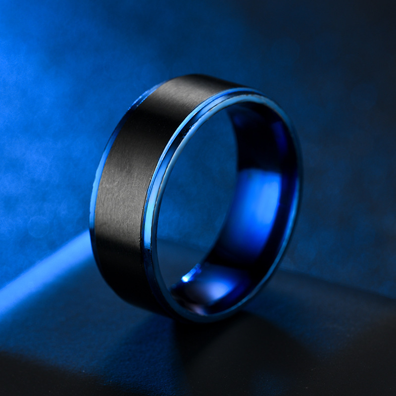 Cincin Warna Hitam Biru Gaya Eropa Dan Amerika Untuk Pria