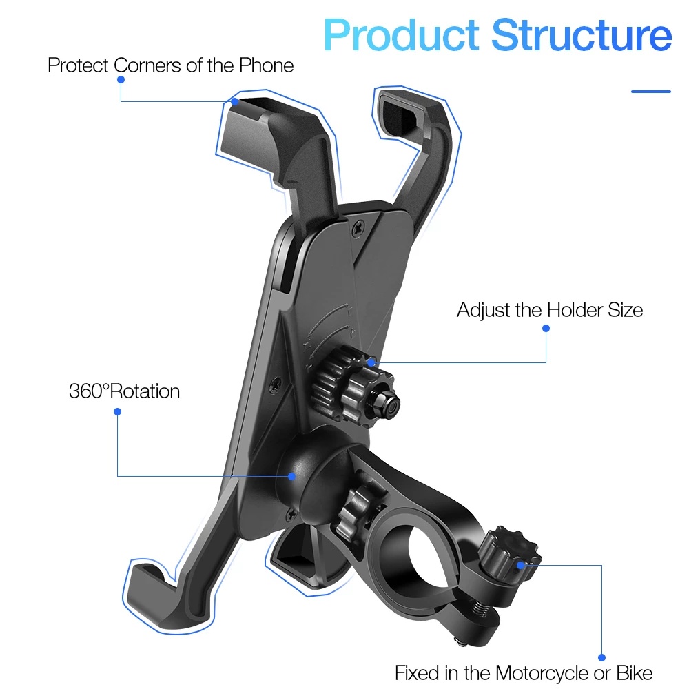 Bracket Mount Sepeda Gunung / Motor Universal Holder Handphone 4.7-6.5 &quot;Anti Goyang