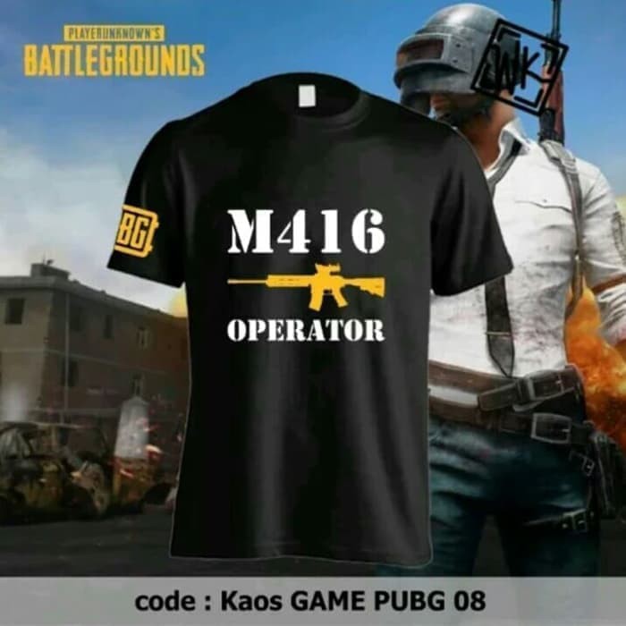 KAOS BAJU COMBED 30S PUBG M 416 OPERATOR   CHICKEN DINNER BOOYAH FREE FIRE