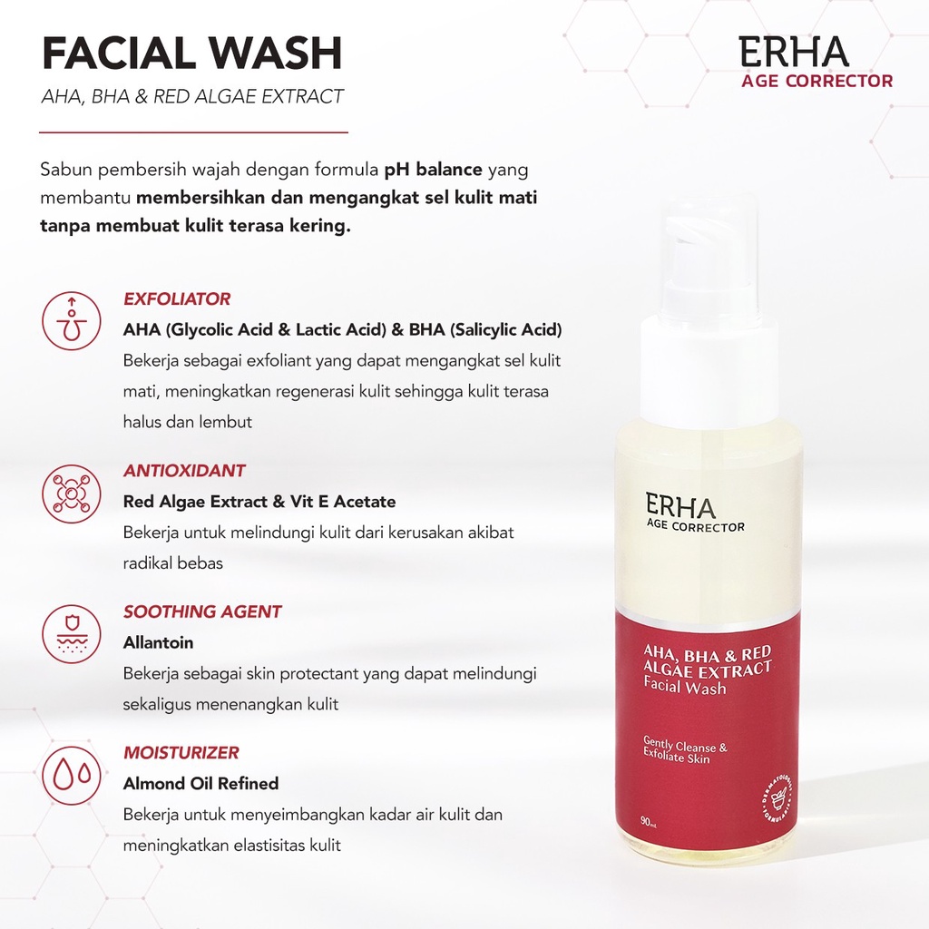 CS- ERHA Age Corrector Facial Wash 90ml - AHA, BHA &amp; Red Algae Extract - Sabun Cuci Muka Anti Aging