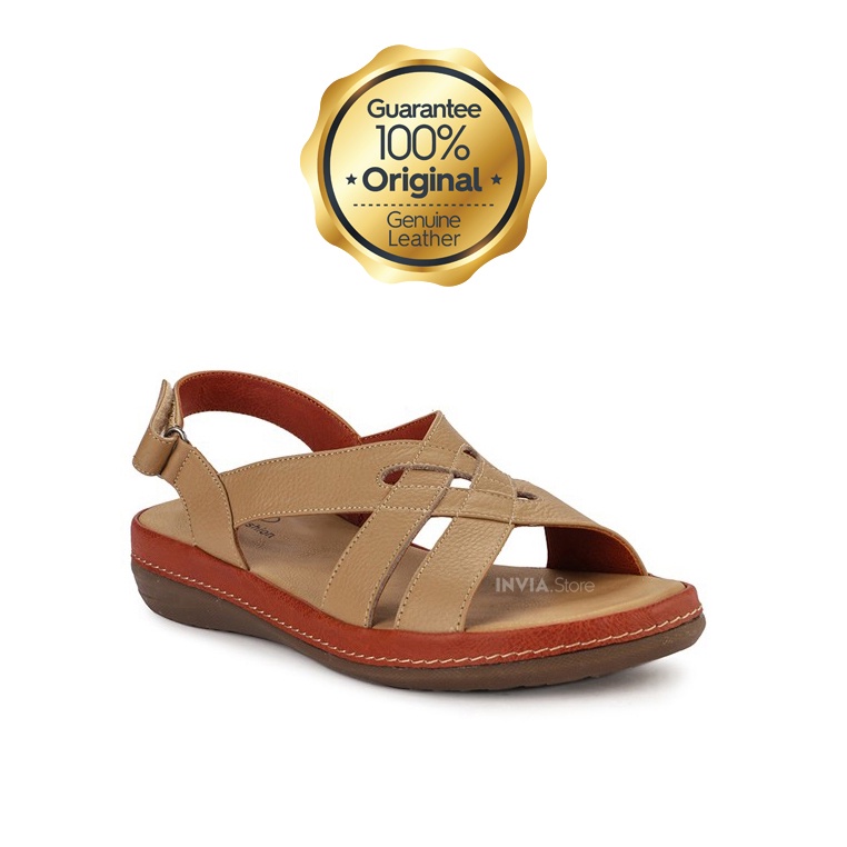 Scholl CS1 Camel | Memory Cushion | 100% Original | Sepatu Sandal Kulit Asli Genuine Leather