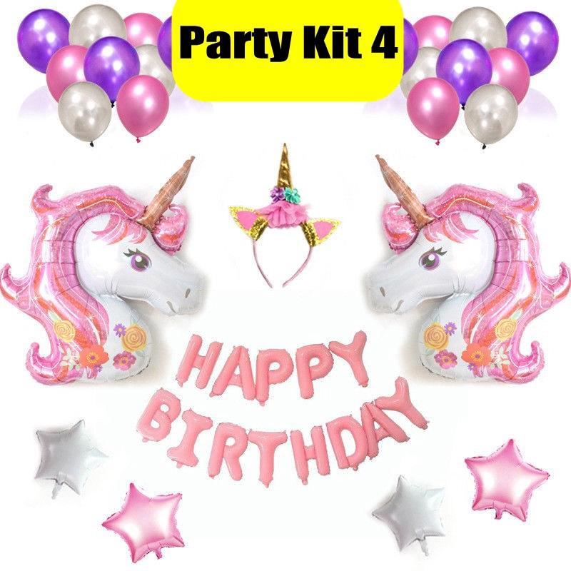 38Pcs Balon Foil Bentuk Unicorn Happy Birthday untuk 38Pcs Balon Foil Bentuk Unicorn Happy Birthday untuk