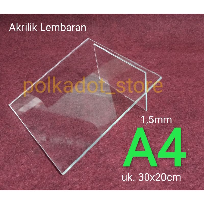 

Akrilik Lembaran A4 ukuran 30x20cm bening transparan