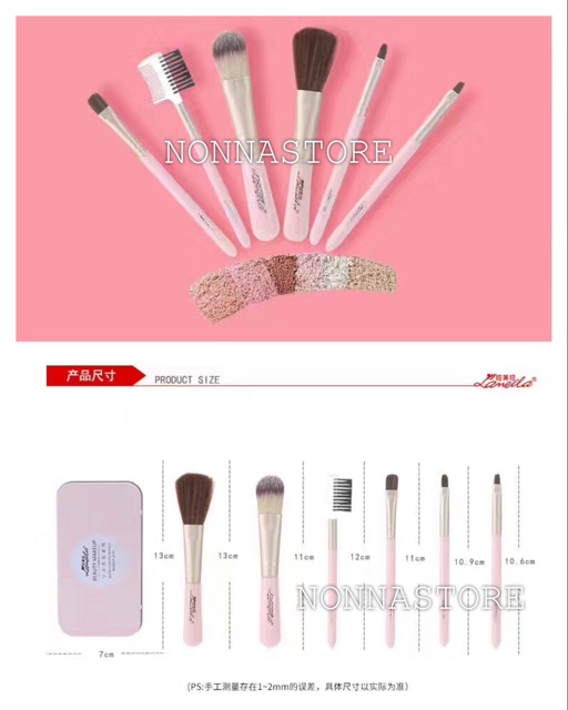 6 Buah LAMEILA Makeup Brush Set Cute PINK Korean Tin Beauty Makeup Brush Tool ( KUAS SET KALENG )