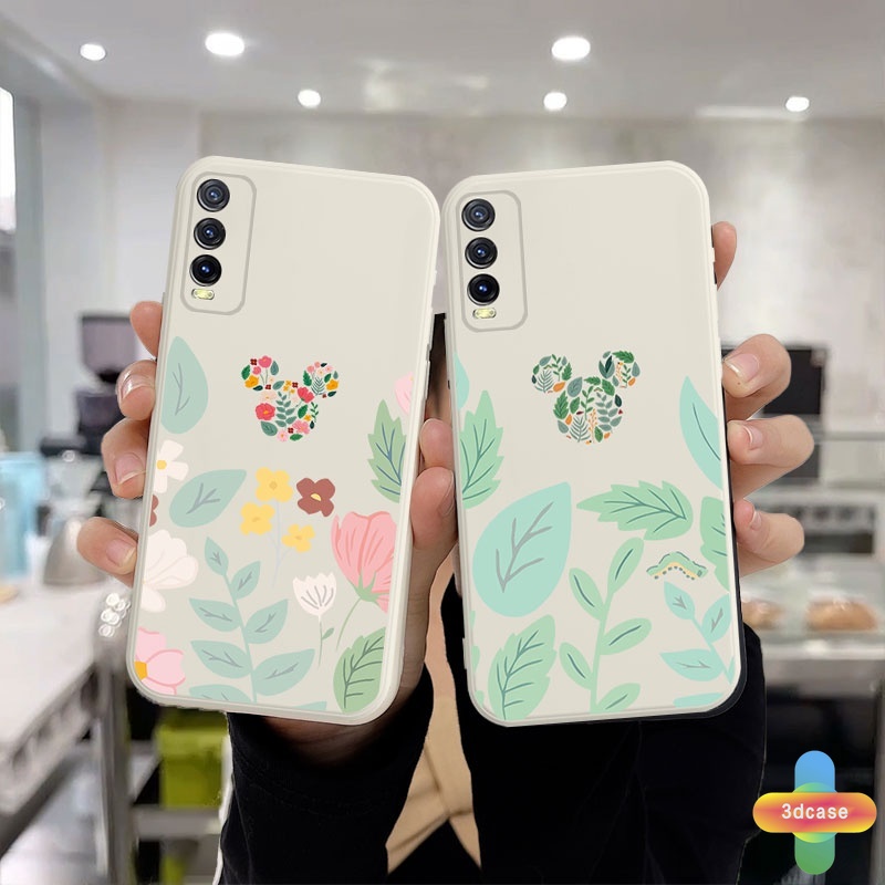 Soft Case VIVO Y12 Y12S Y20 Y91C Y21 2021 Y30 Y21S Y20S Y12i Y91 Y30i Y15S Y15A Y10 Y21T Y93 Y95 Y15 Y17 Y53 Y50 Y53S Y51 2020 Y51A Y33S Y1S Y11 Y31 Y20i Y91i Y90 Y51S Y12A A54 A15 A16 5 5i C3 C25 C12 A12 Cute Mickey Minnie Mouse Flower Anti-fall Case